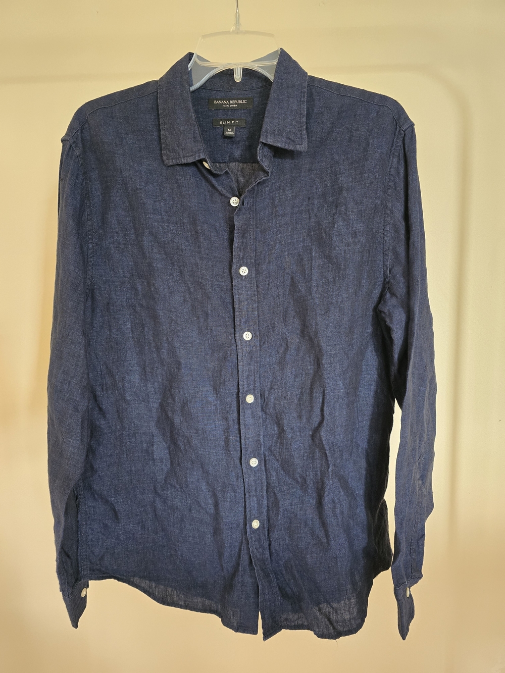 Banana Republic Slim Fit Navy Linen Shirt